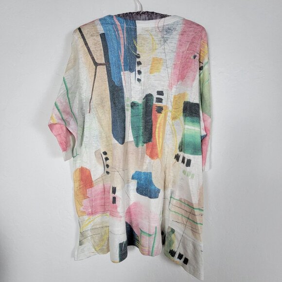 Jess & Jane Women Abstract Print Dolman Sleeve Tunic Top Large Multicolor Casual - Picture 2 of 8